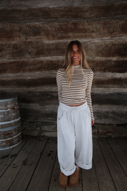 Taupe & Cream stripe long slv