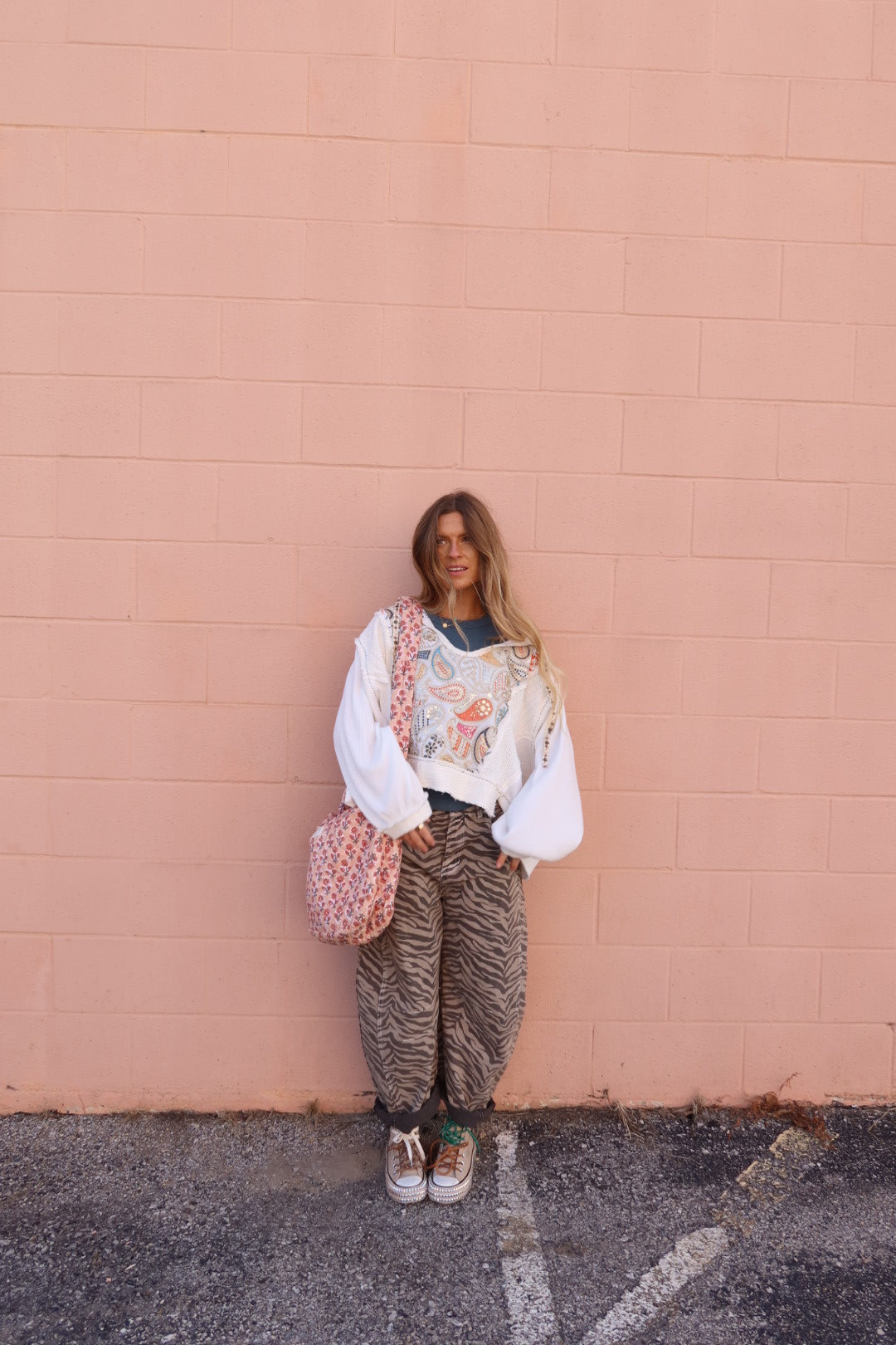 Peach Quilted Hobo Bag