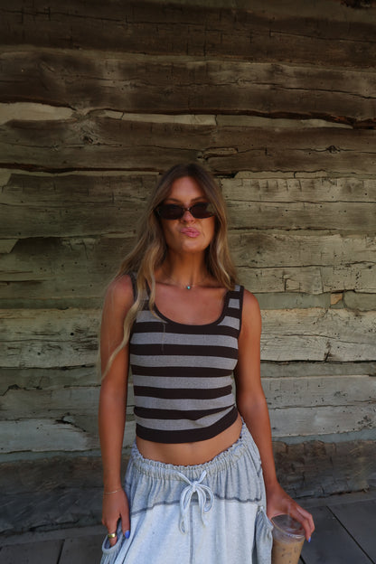 Coffee Stripe Seamless Tank