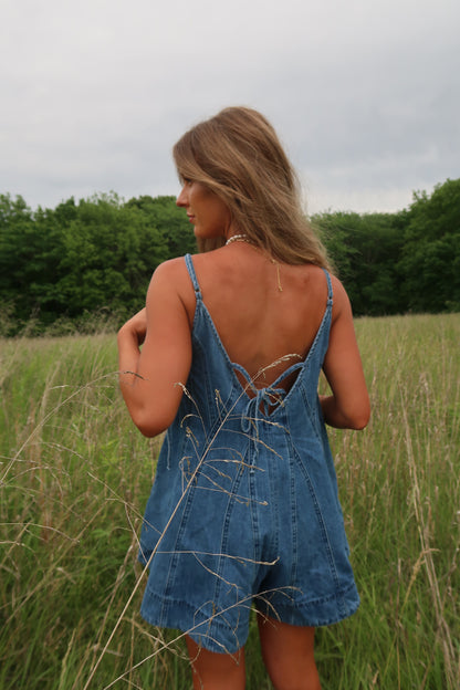 Indigo denim Flare Romper