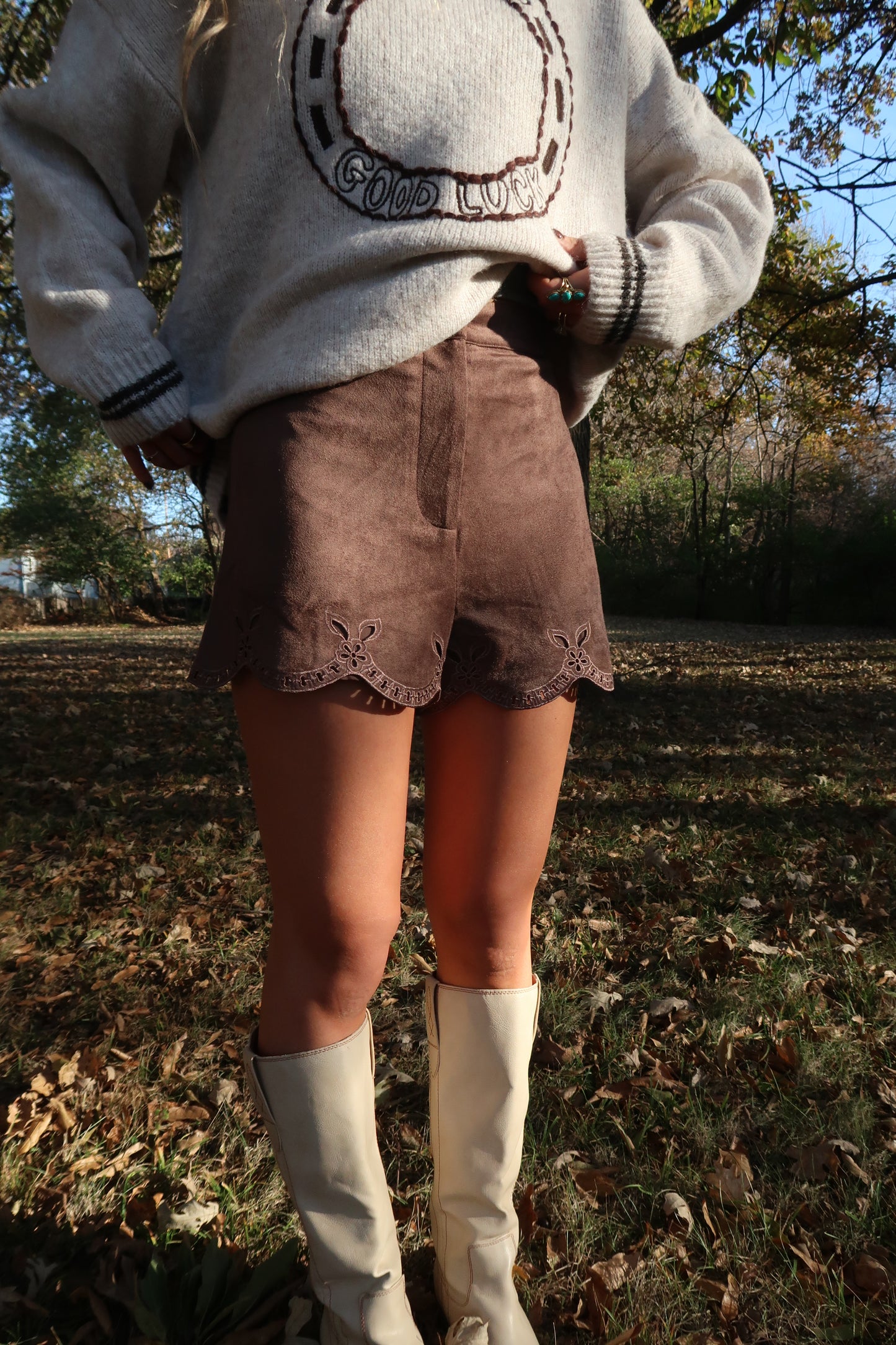 Chocolate Fondue Suede Shorts