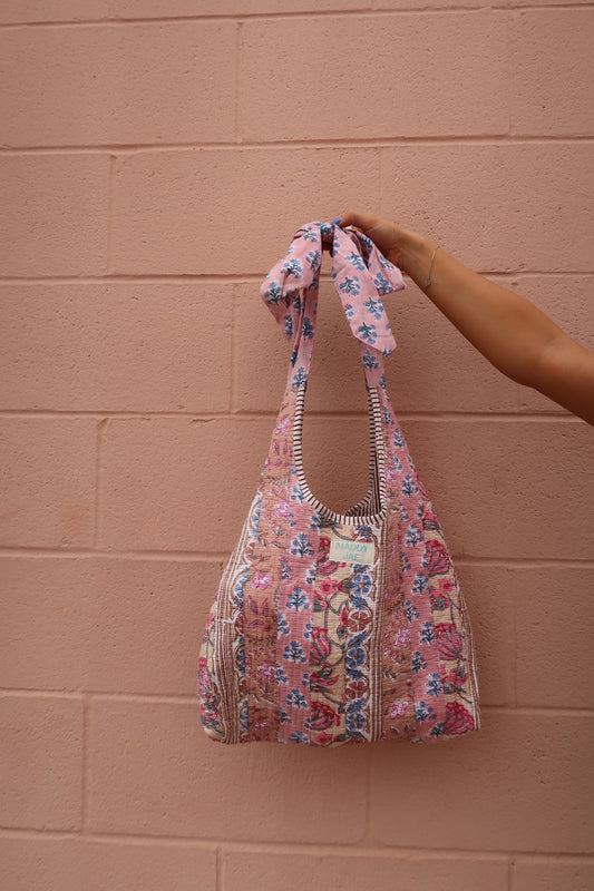 Honey Quilted Oversized Bow Purse