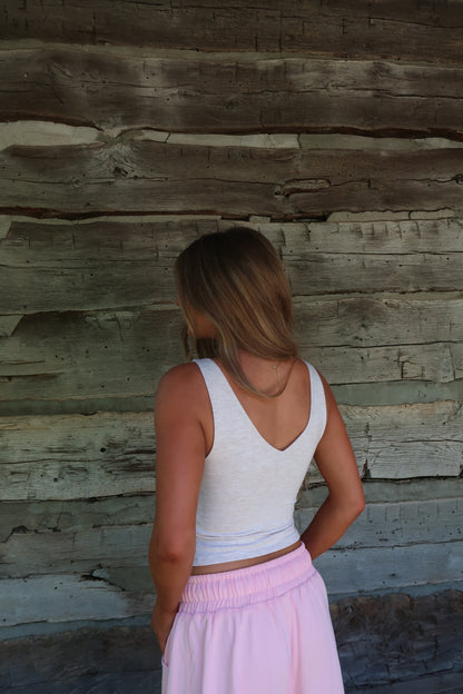Oatmeal V-Neck Crop Back To Basics Tank