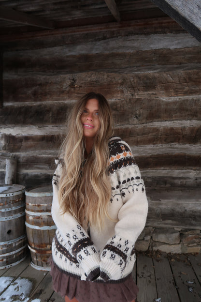 Nordic Knit Hooded Cardigan