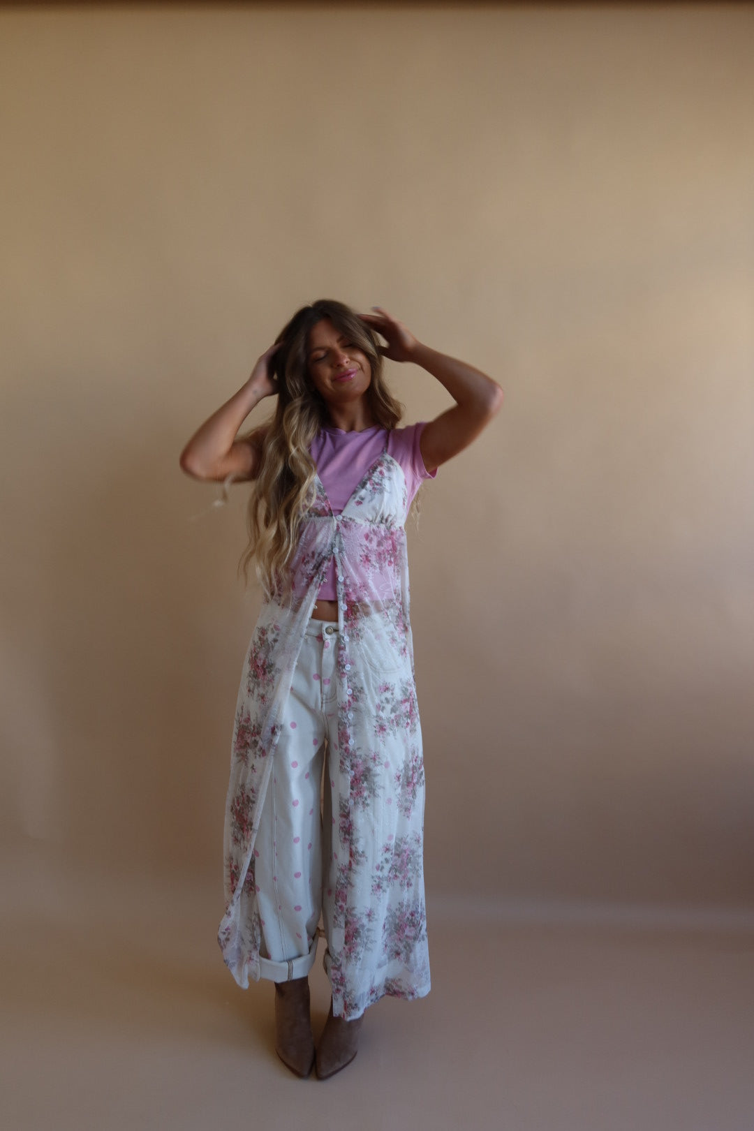 W/ luv Floral Lace Longline Cami
