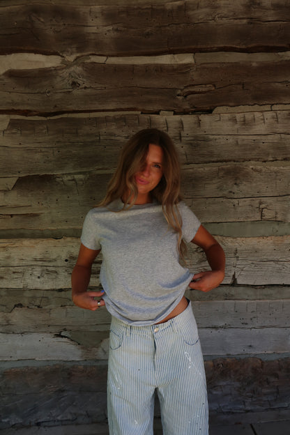 Heather Grey Washed Boxy Cotton Tee