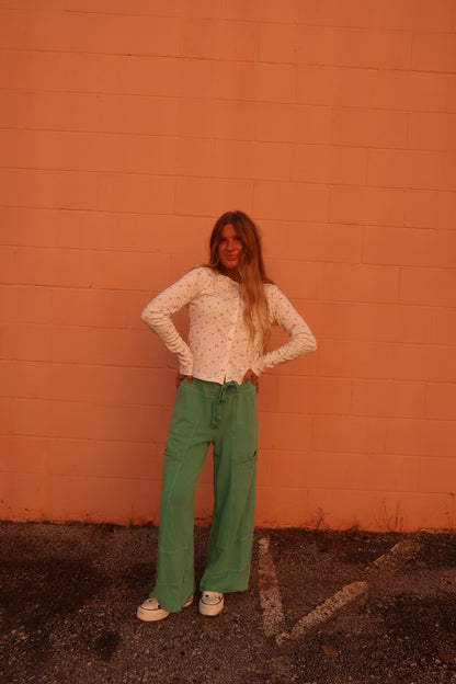 Evergreen Wide Leg Cargo Pant