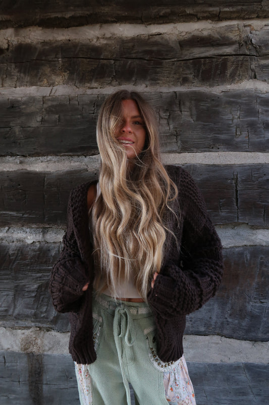 Second Plz Cable Knit Cardi