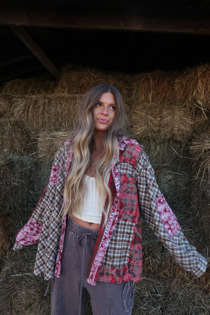 Clay Ridge Oversized Patchwork Flannel