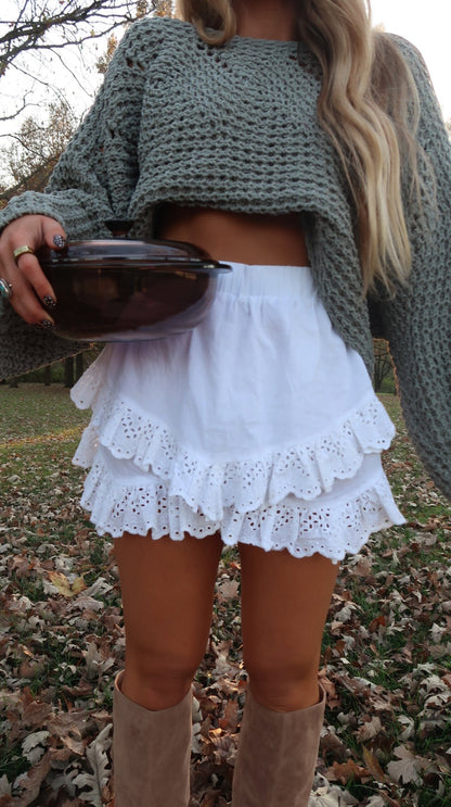 Eyelet Trim Skort