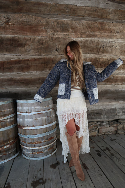 Stella Navy Bandana Quilted Jacket