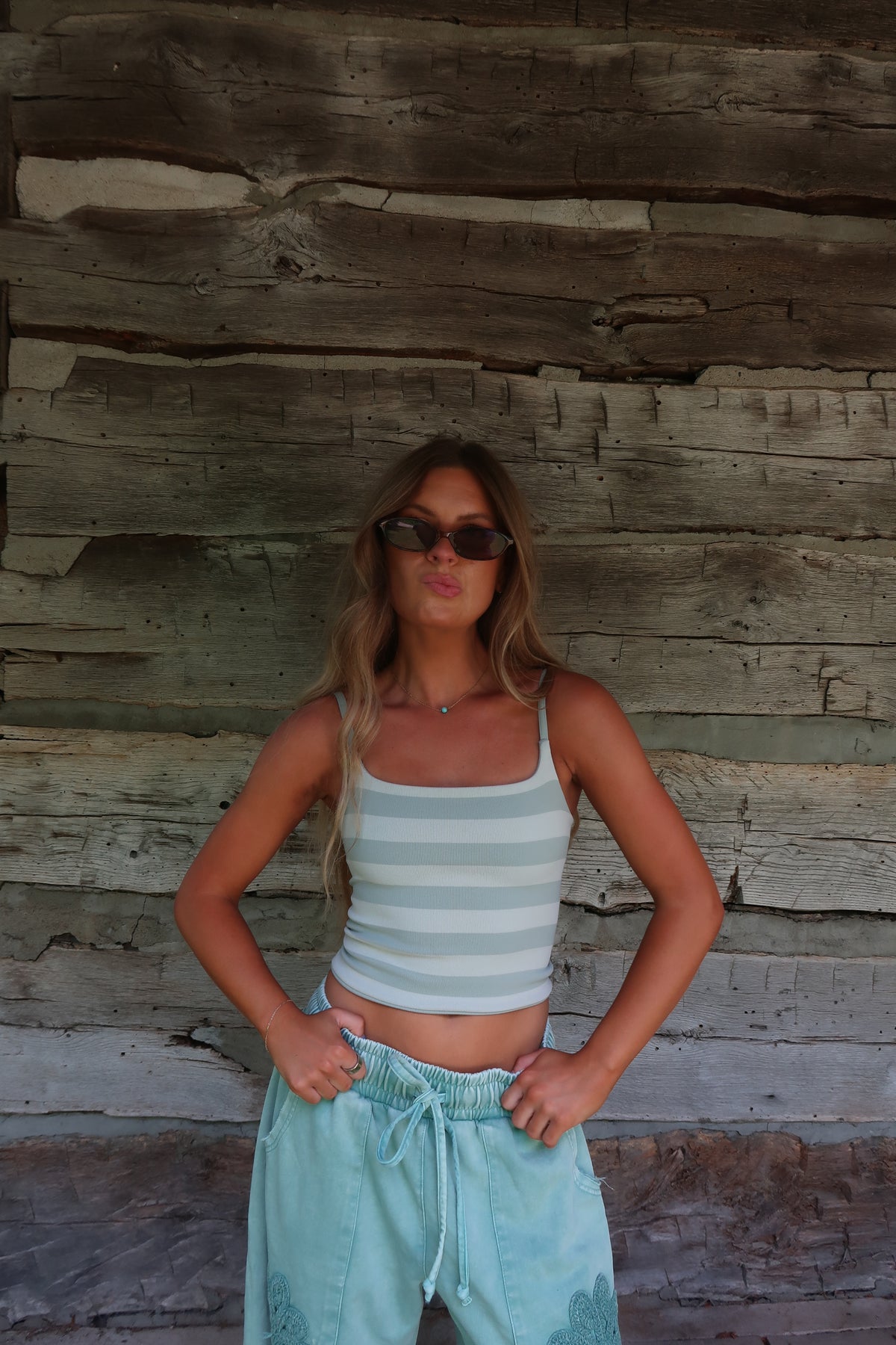 Mint Stripe Reversible Seamless Cami