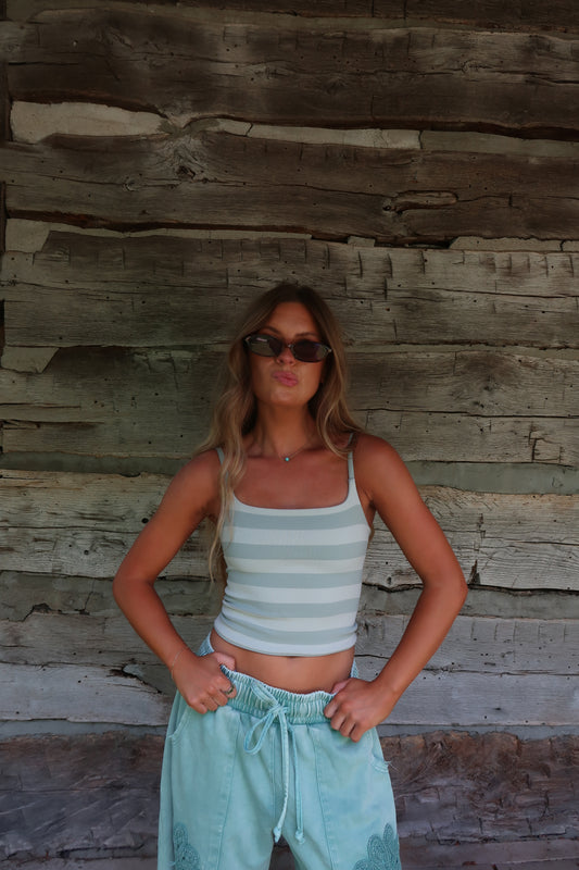 Mint Stripe Reversible Seamless Cami