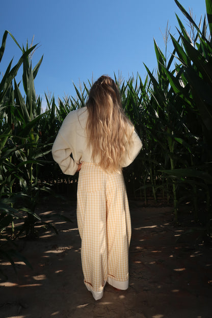 Sweet Corn Gingham Cuff Pants