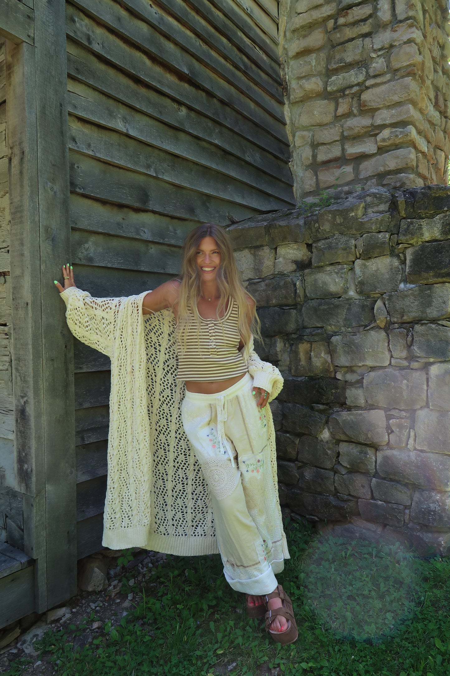 Ivory Petal Patchwork Pant