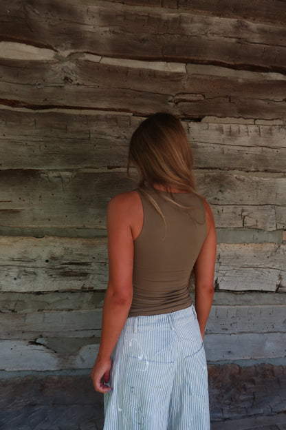 Martini Olive Sq Neck Back To Basics Tank