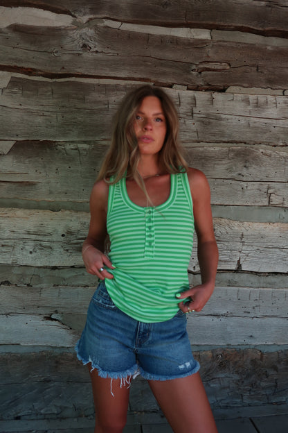 Fresh Cut Stripe Henley Tank