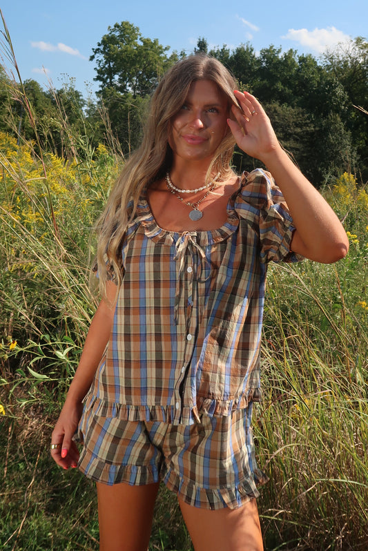 Wheatland Plaid Top