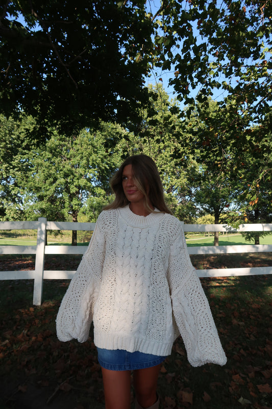 Rudy Cream Cable Knit Sweater