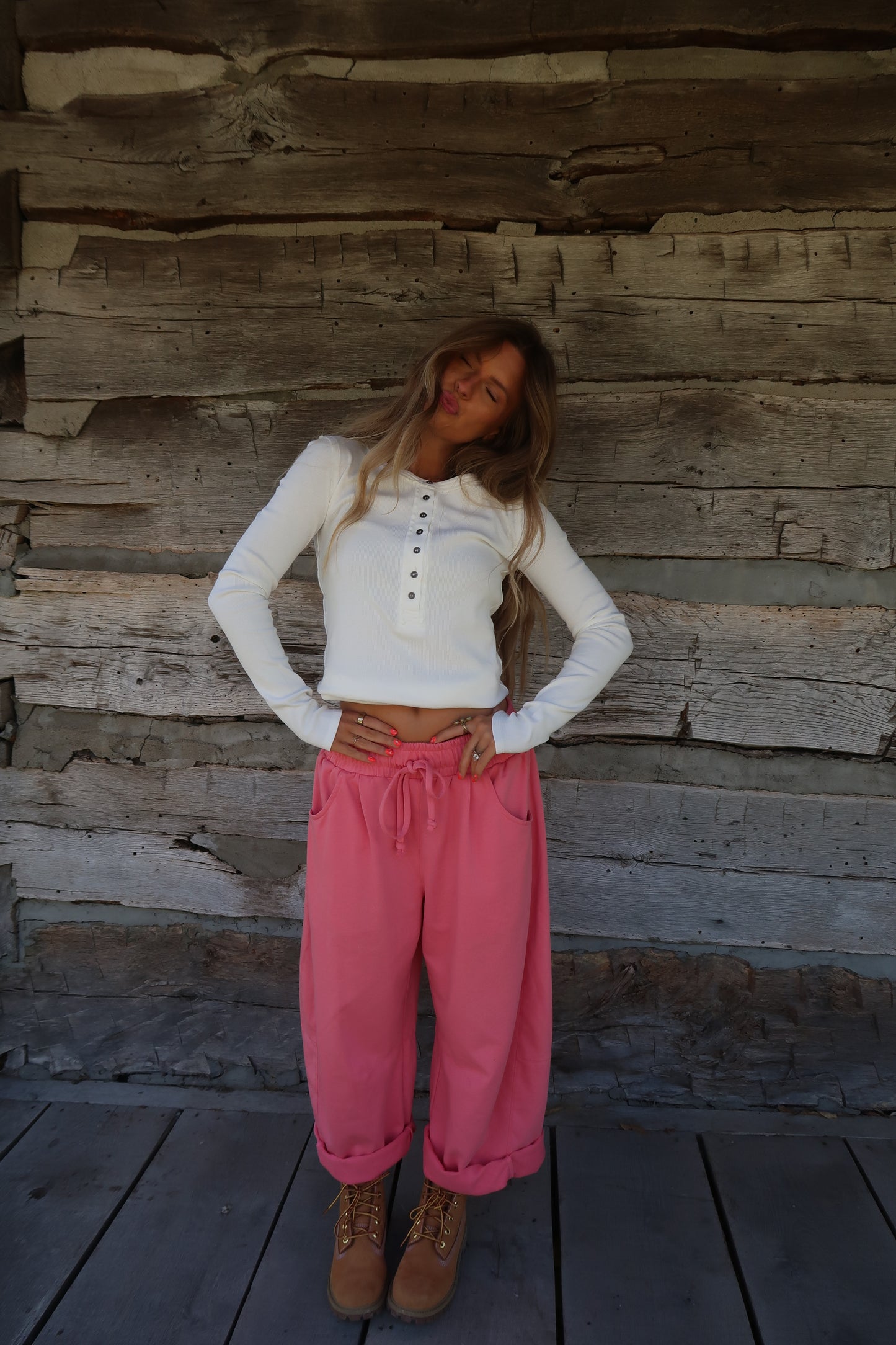 Penny Ribbed Henley Long Slv