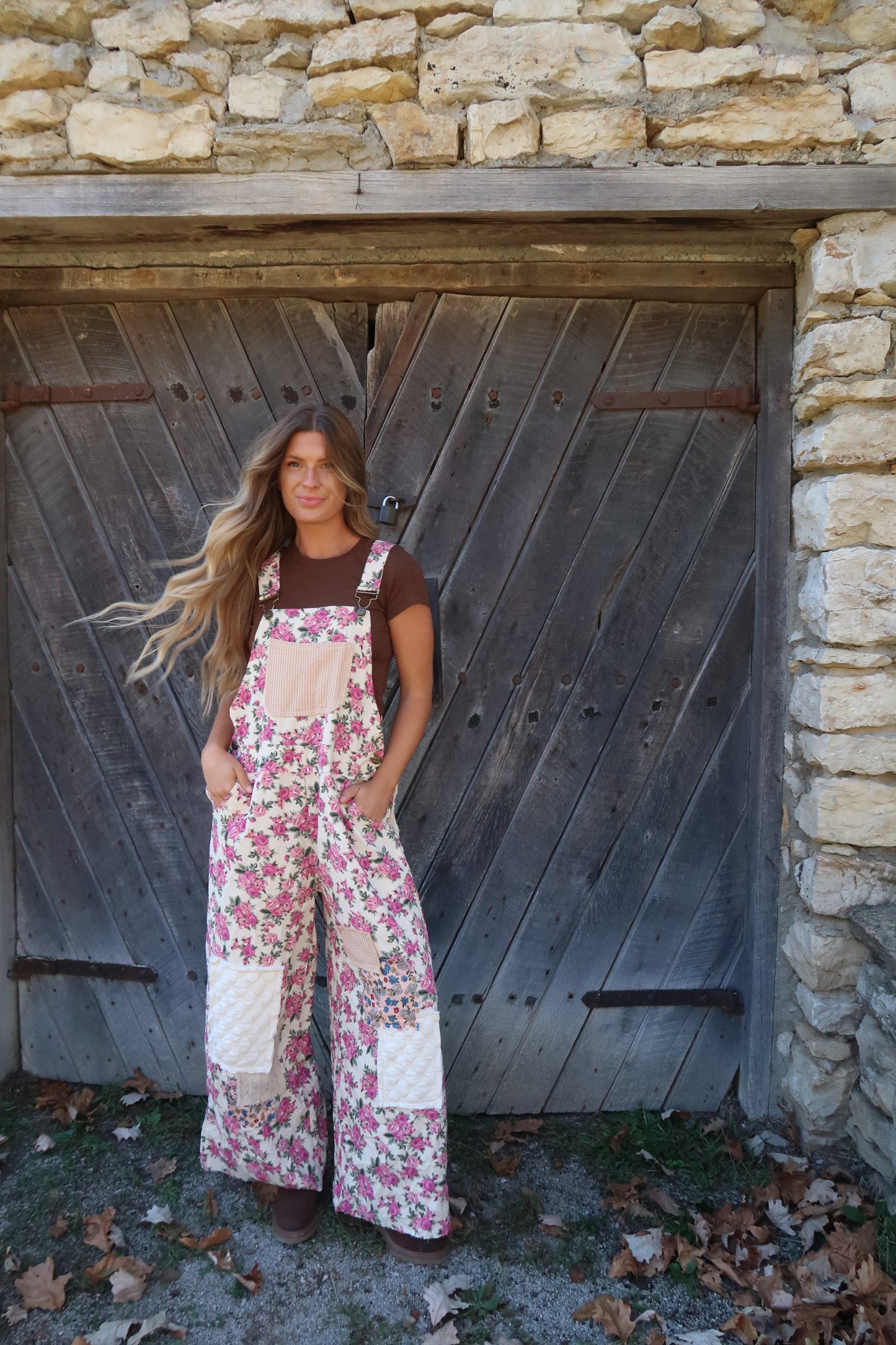 Jackie Floral Corduroy Overalls