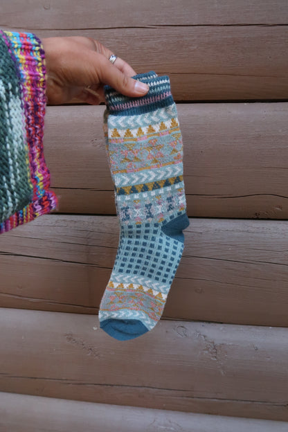 Teal Printed Sock