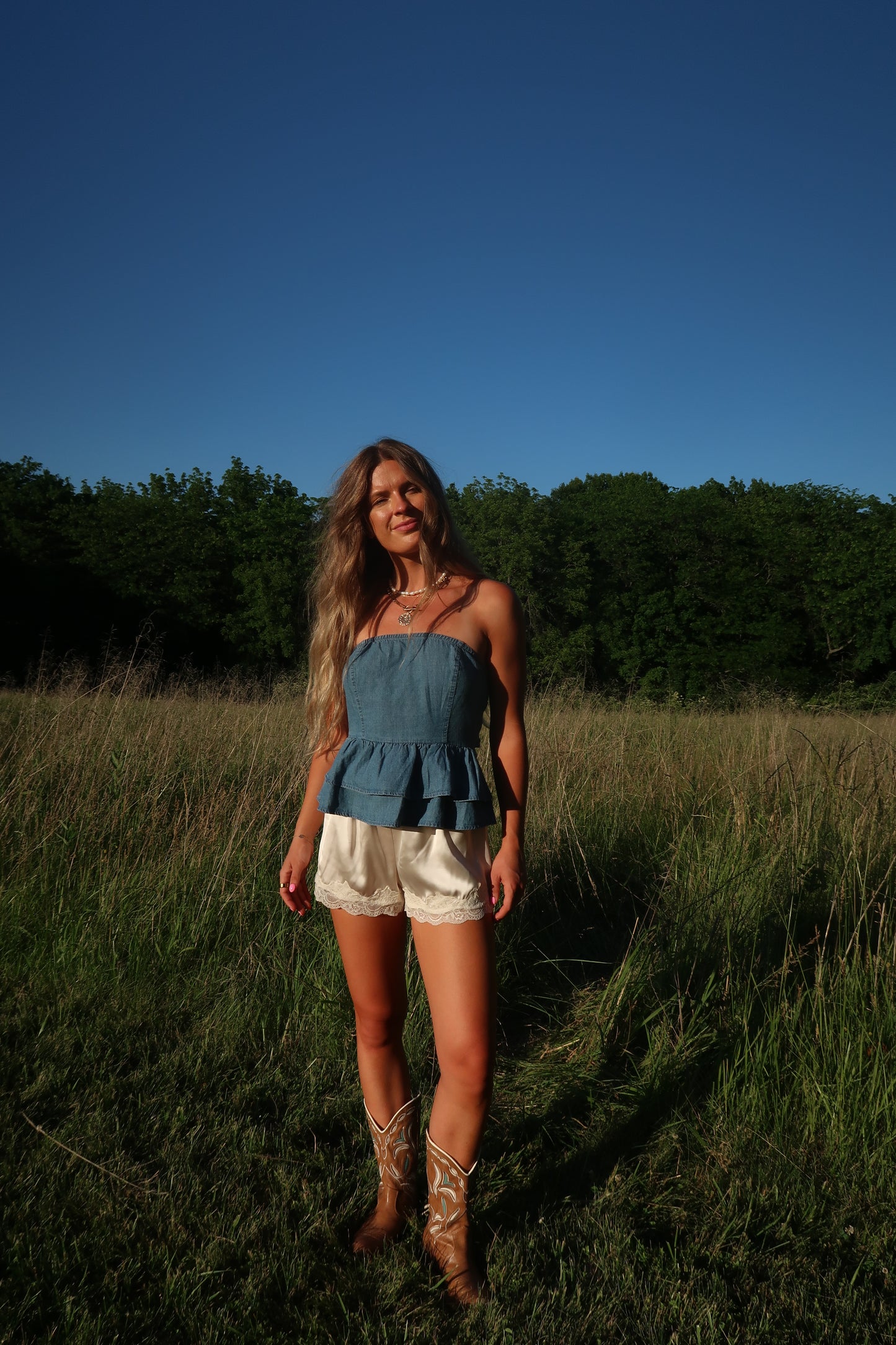 Bluebell Denim Tie-Back Top