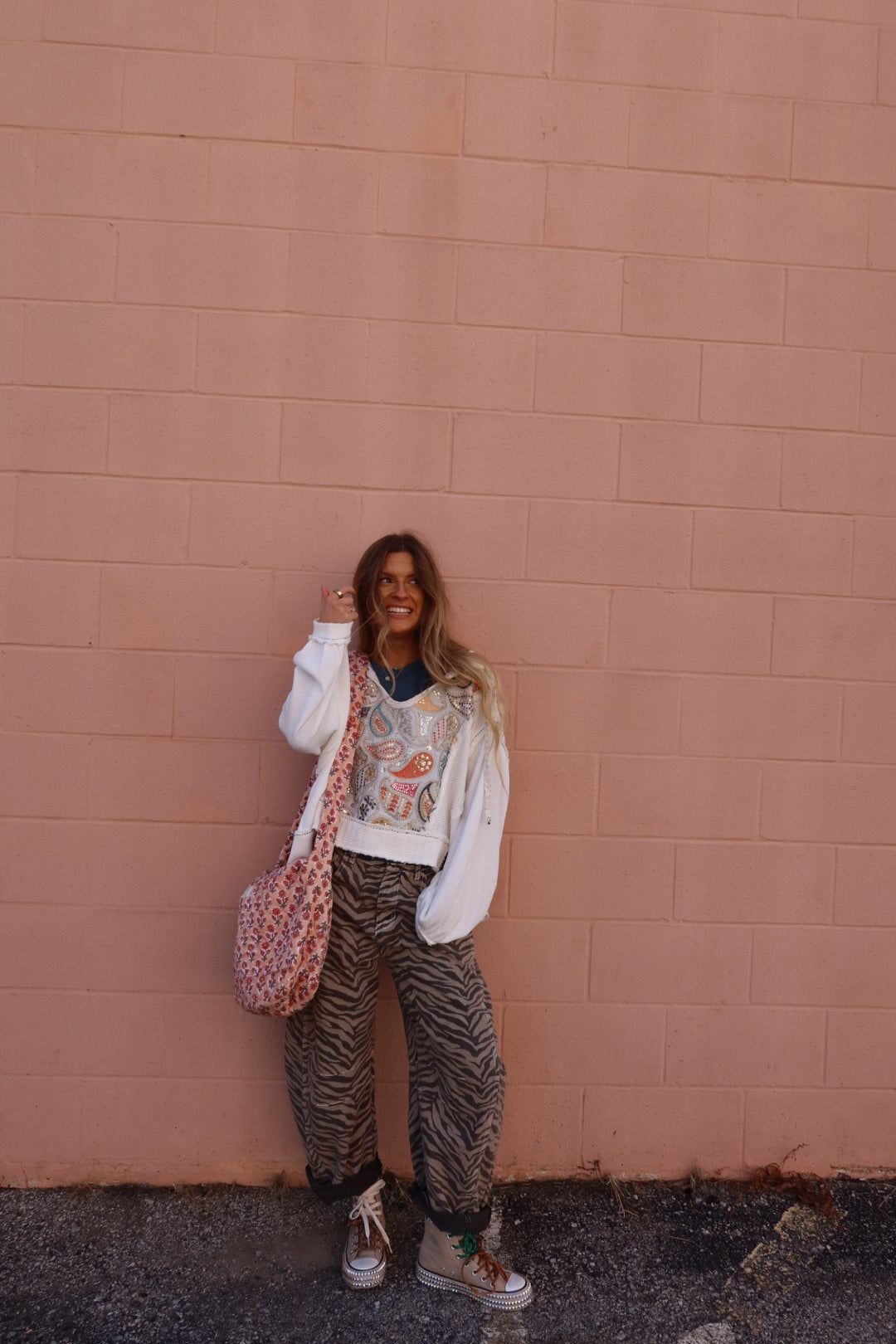 Peach Quilted Hobo Bag