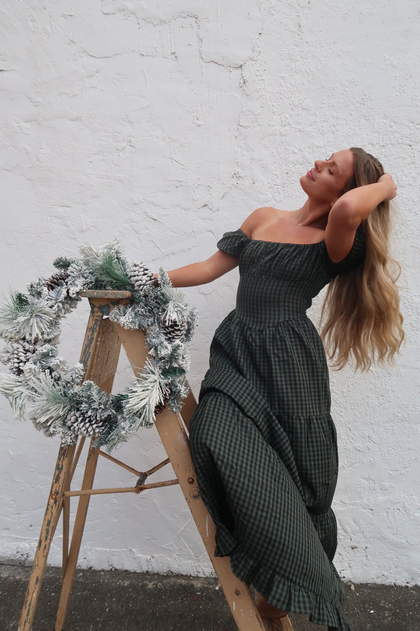 Gingham Garland Maxi Dress