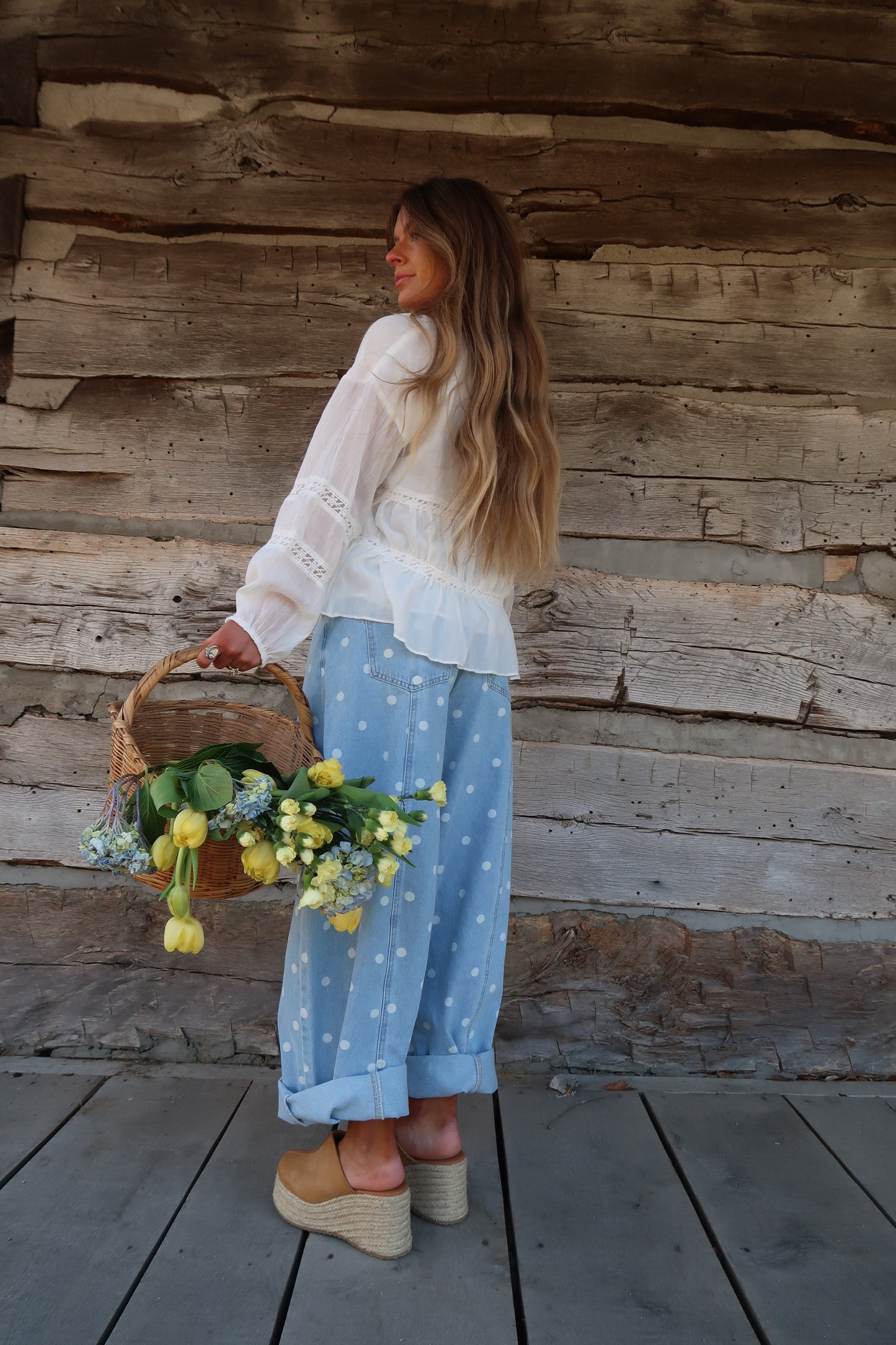 Denim Dot Barrel Jeans