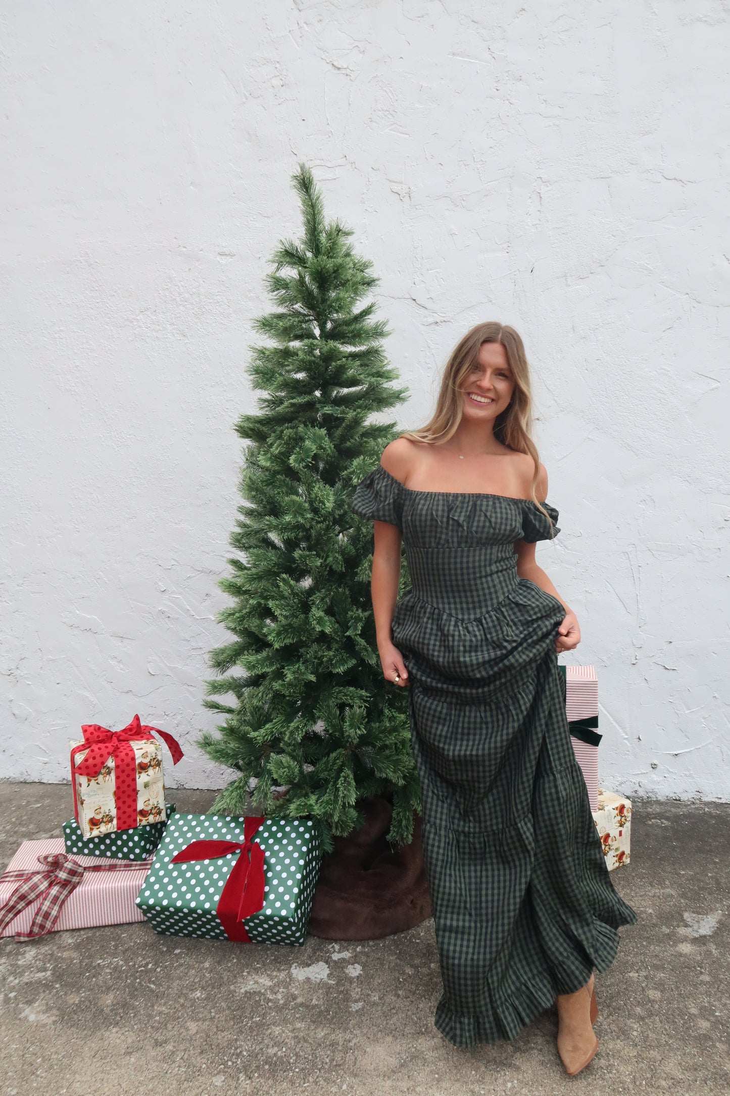 Gingham Garland Maxi Dress
