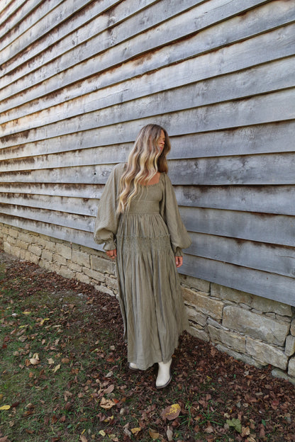 Stone Maxi Long Slv Dress
