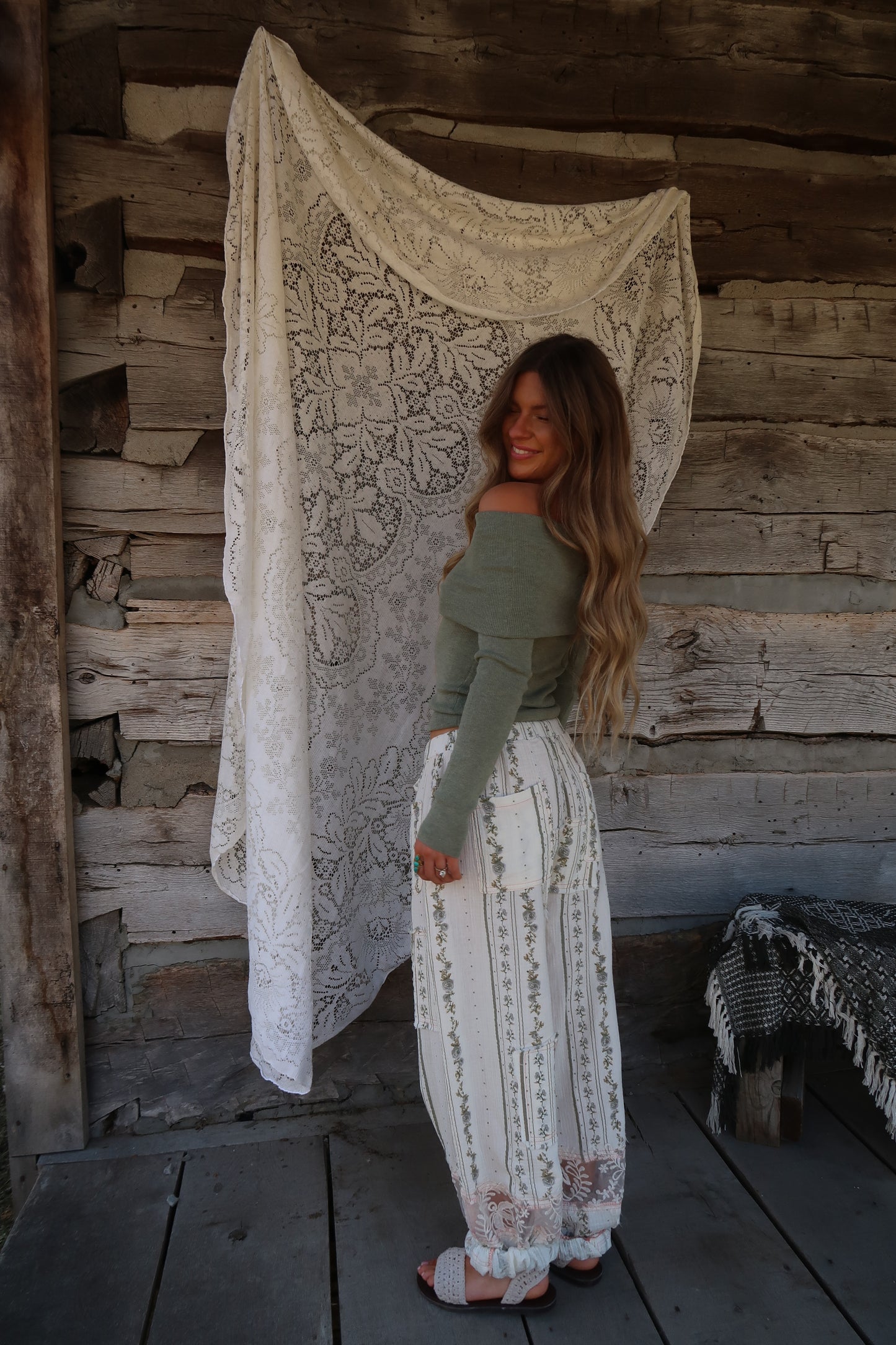 Olive off the shoulder top