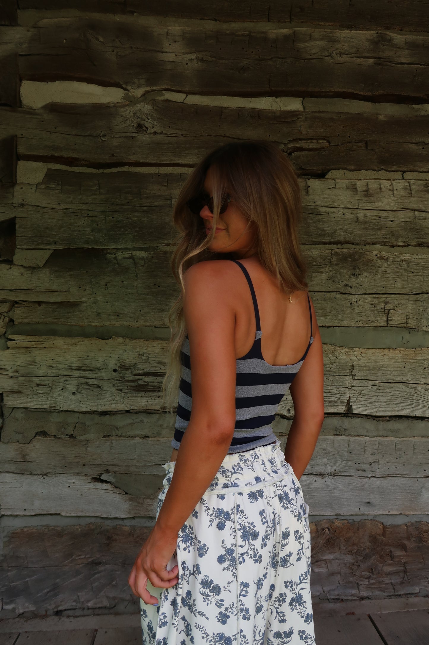 Navy Stripe Reversible Seamless Cami