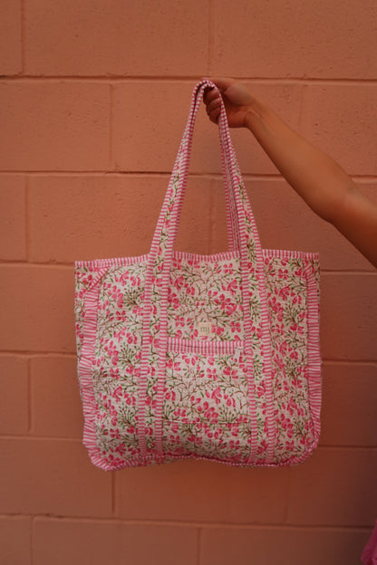 Belle Ruffle Quilted Tote Bag