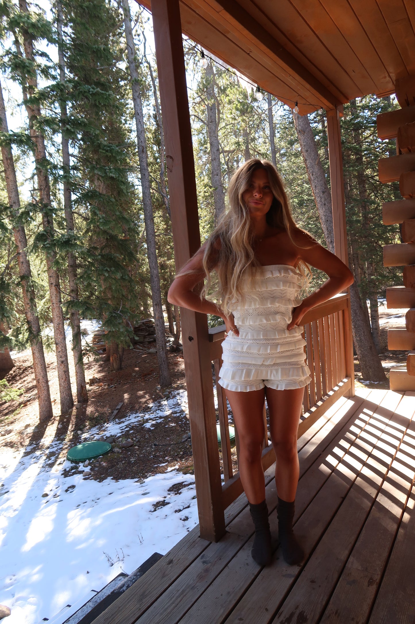 Milk + Honey Eyelet Ruffle Romper