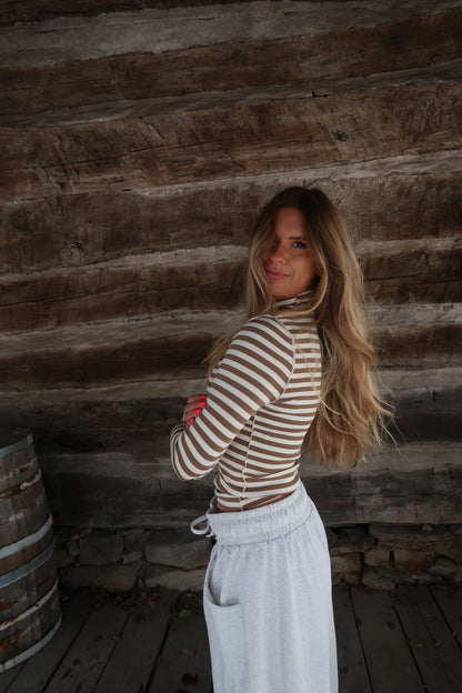 Taupe & Cream stripe long slv