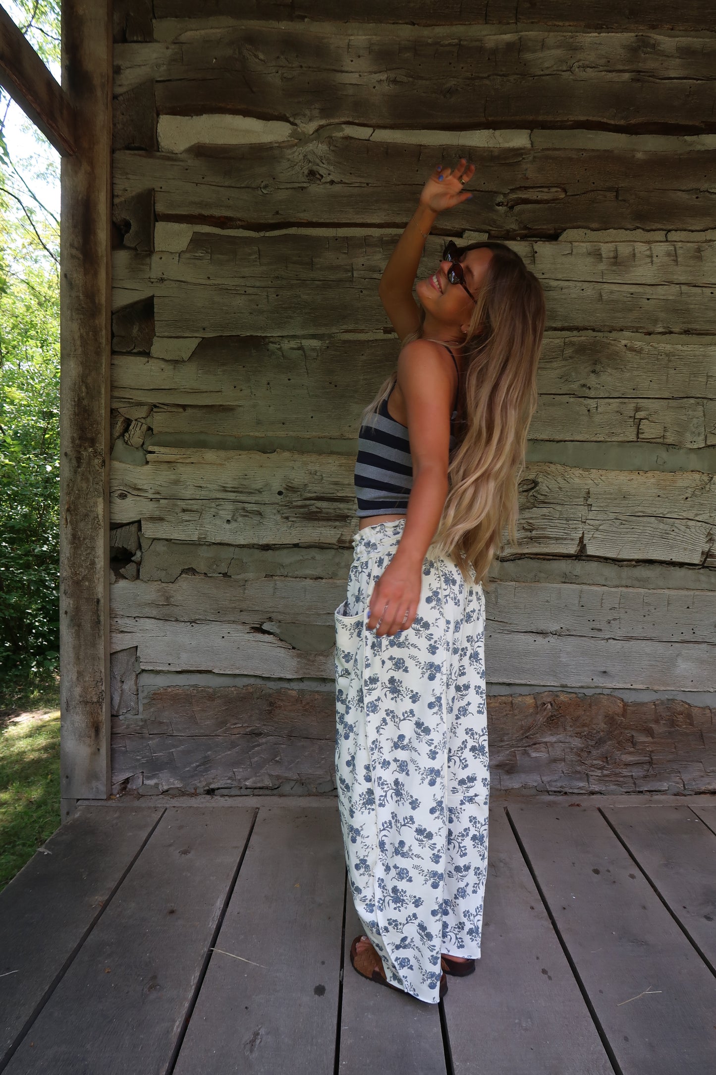 Navy Floral Barrel Sweats