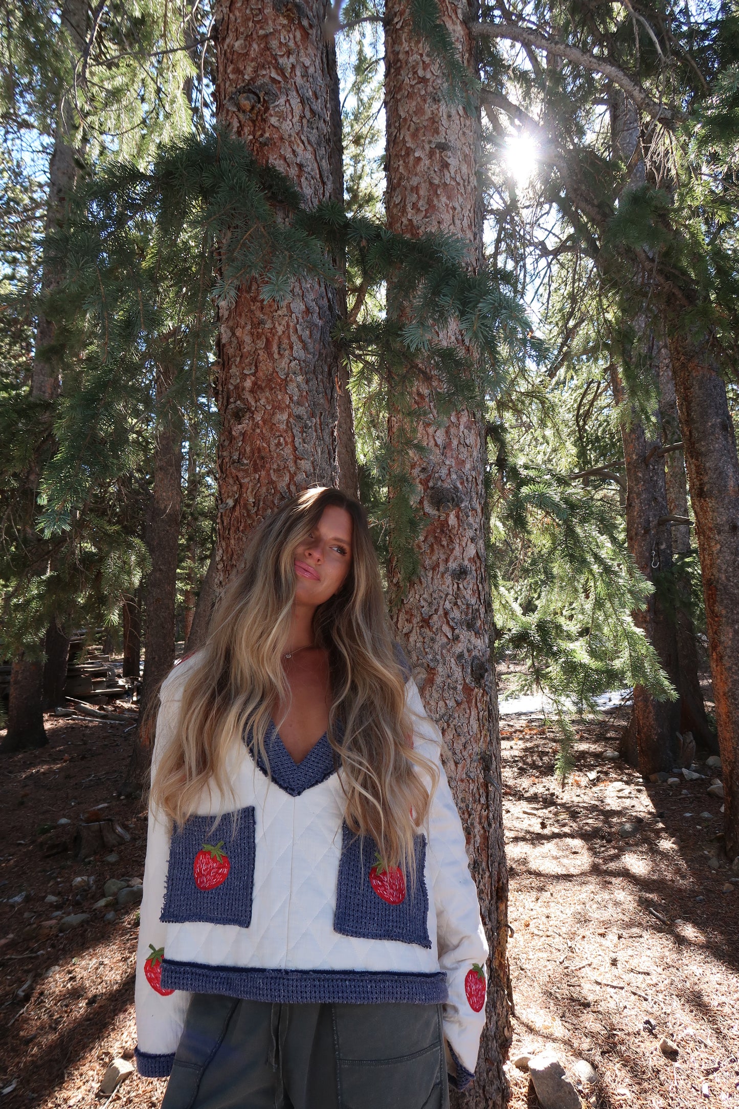 Strawberry Quilted Pullover