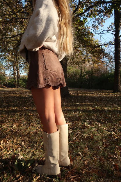 Chocolate Fondue Suede Shorts