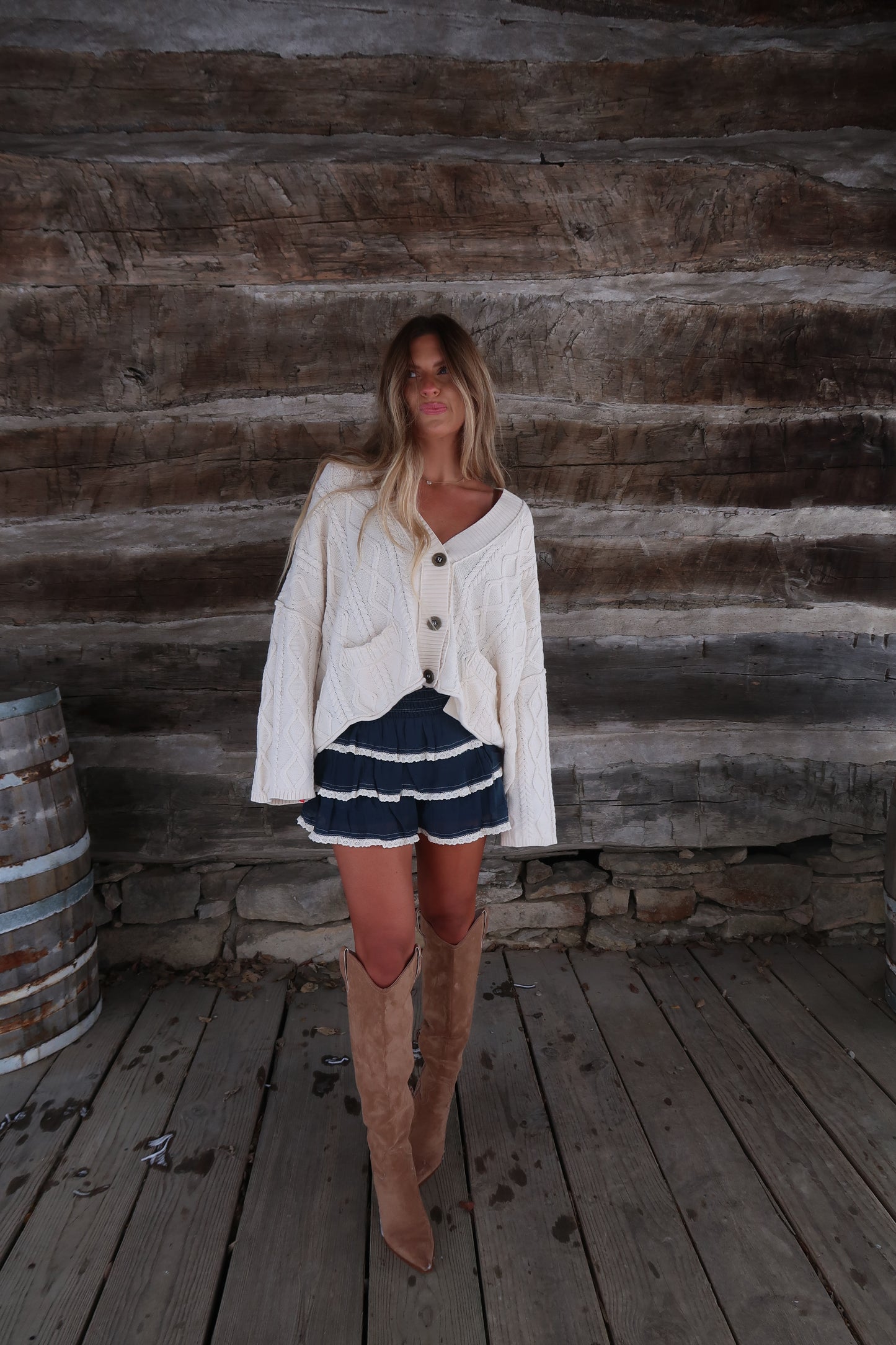 Navy Tiered Ruffle Shorts