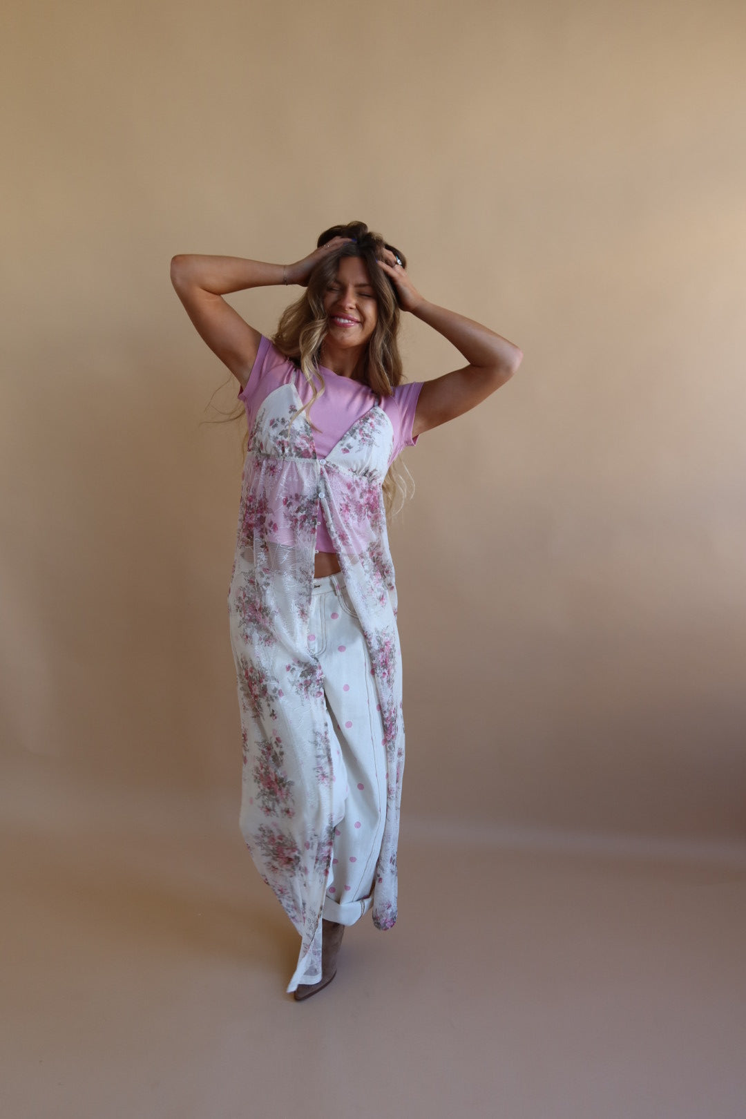 W/ luv Floral Lace Longline Cami