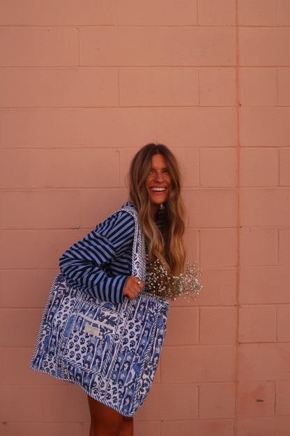 Blu Quilted Dote Bag