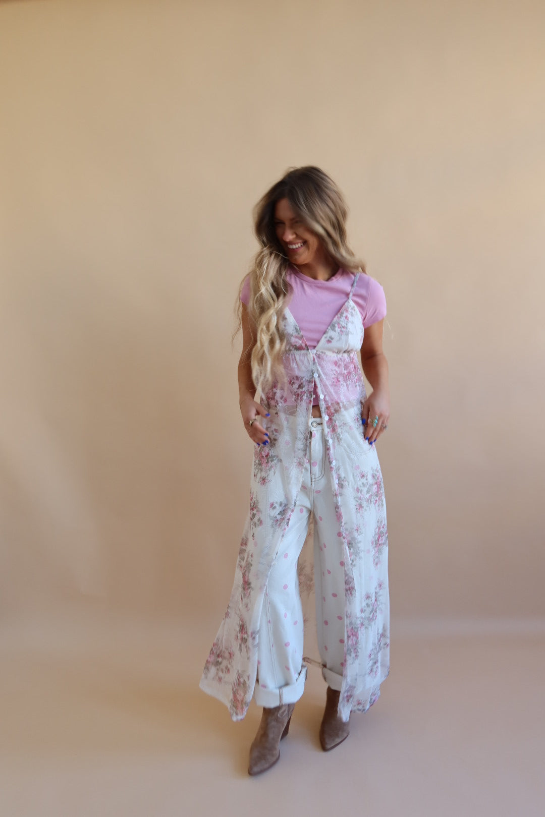W/ luv Floral Lace Longline Cami