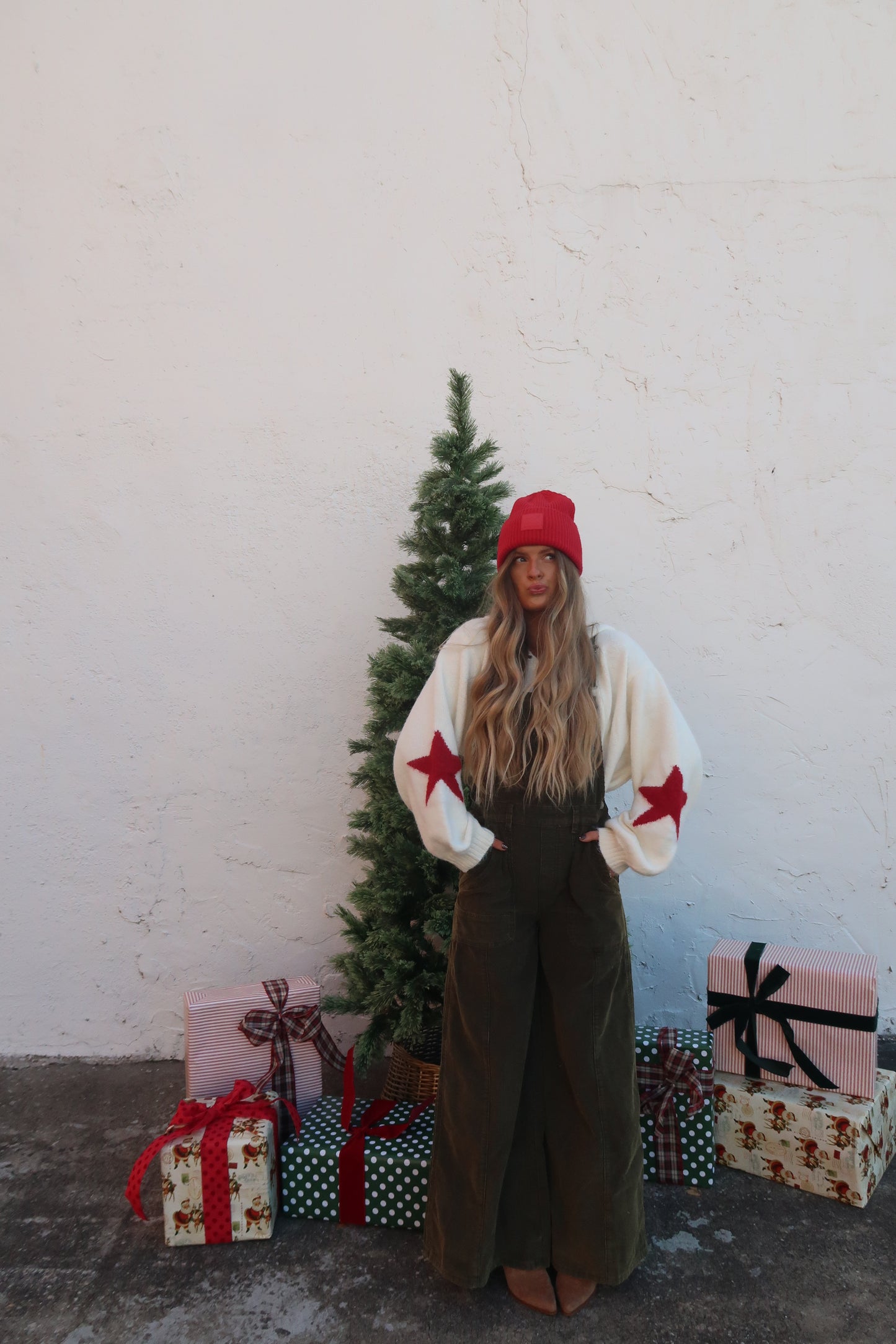 Deep Olive Corduroy Flare Overalls