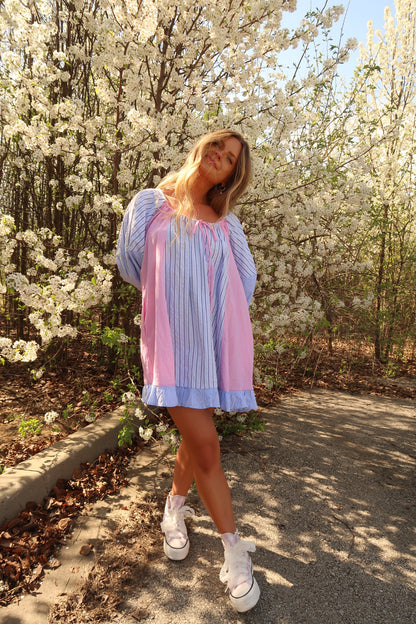 Hydrangea Seersucker Babydoll Dress