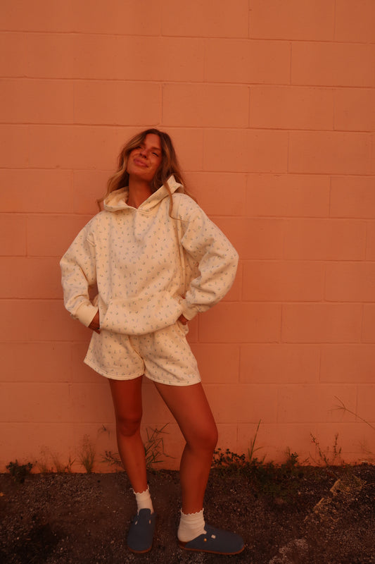 Blue Ditsy Cloud Hoodie