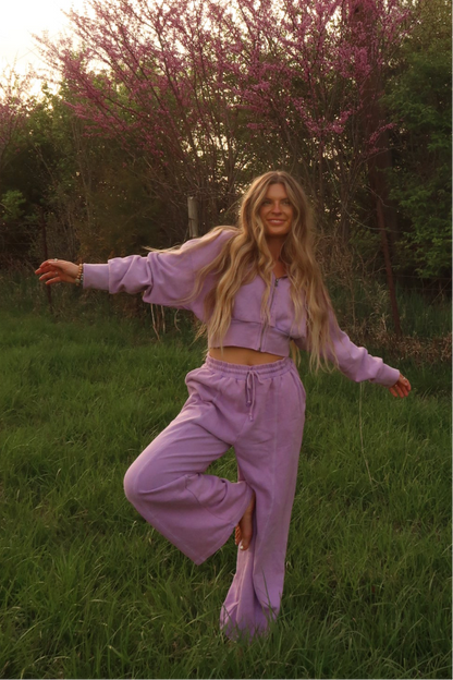 Lavender Haze Crop Zip Up