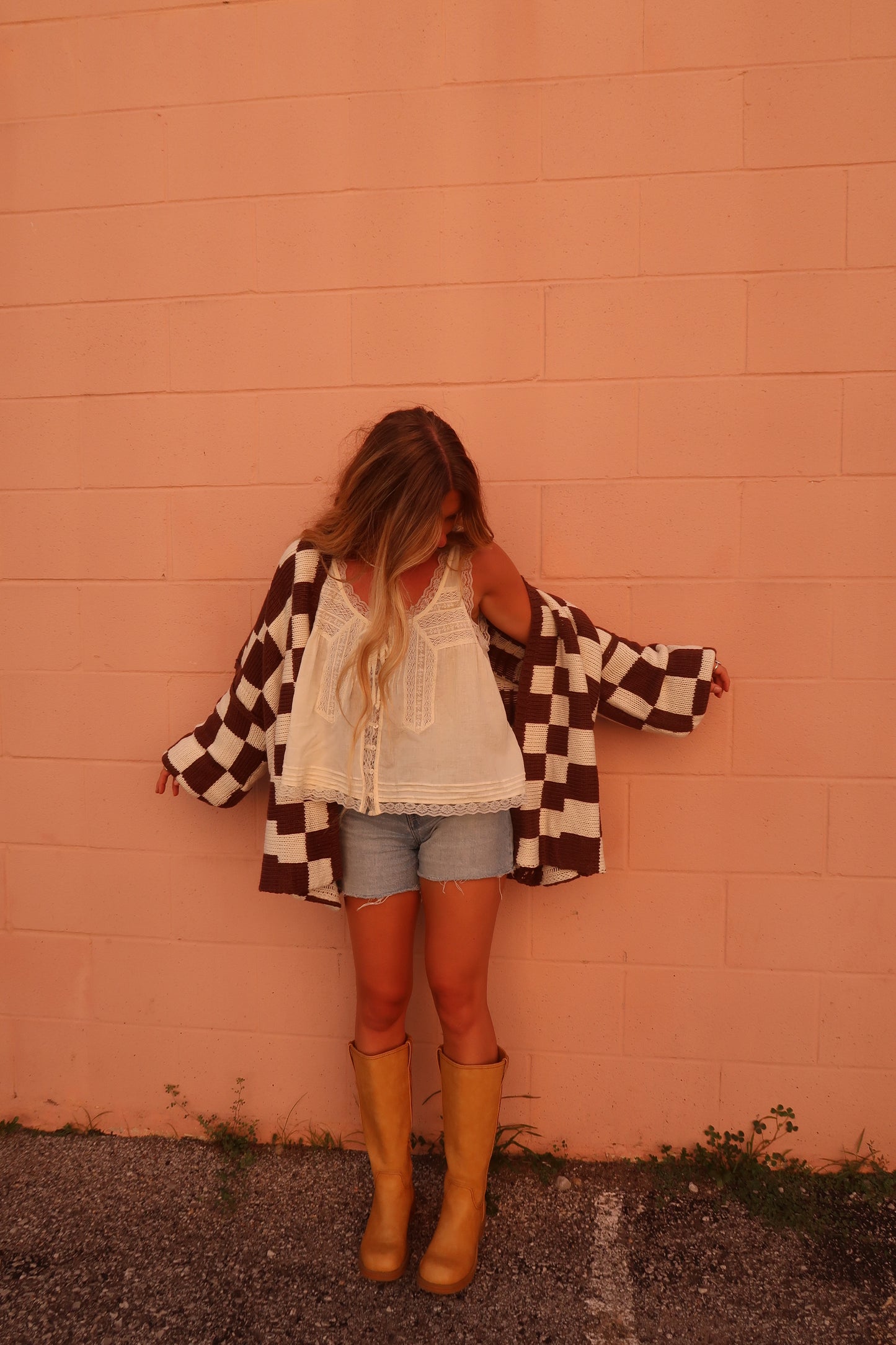 Teddy Bear Check Cardigan