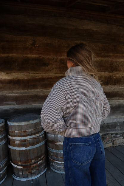 Brown Gingham Puffer